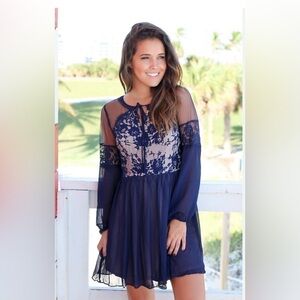 Soieblu nwt navy sheer dress. Size L